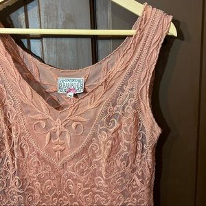 Anthropologie Fresh Pick - Dusty Rose Lace Dress by Baraschi